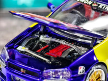 Load image into Gallery viewer, DK 1:64 HEC Blue JDM Skyline GTR R34 Racing Sports Model Diecast Metal Car New Collection