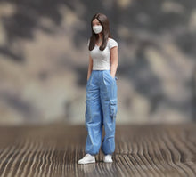 Load image into Gallery viewer, 1:24 Painted Figure Model Miniature Resin Diorama Casual Lady With Mask Girl