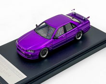 Load image into Gallery viewer, Mortal 1:64 Purple Skyline GTR ER34 25GT-t Sports Model Diecast Metal Car New Collection