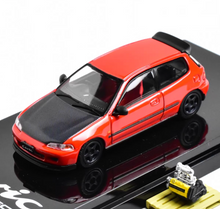 Load image into Gallery viewer, HJ 1:64 Red Carbon Civic EG6 SiR-S Engine Sport Model Diecast Metal Car New Collection