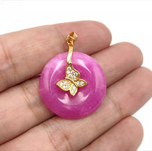 Load image into Gallery viewer, Nature Jade Butterfly Round Pendant Necklace Gift Jewelry charm Blessing Lucky b