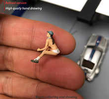 Load image into Gallery viewer, 1:64 Painted Figure Mini Model Miniature Resin Diorama Garage Repair Lady Girl