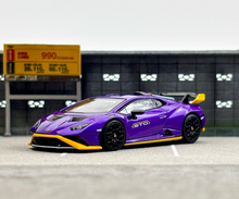 Load image into Gallery viewer, MINIGT 1:64 Purple Huracan STO Racing Sports Model Diecast Metal Car New Collection