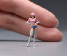 Load image into Gallery viewer, 1:64 Painted Figure Model Miniature Resin Diorama Toy Sand Pink Cap Trendy Girl