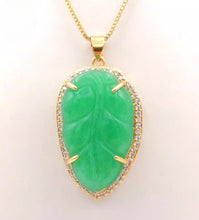 Load image into Gallery viewer, Nature Jade Leaf Pendant Necklace Gift Jewelry charm Blessing Lucky Fortune a
