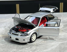 Load image into Gallery viewer, MH 1:18 Silver JDM Civic Type R EK9 Hatchback Engine Model Diecast Metal Car