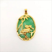 Load image into Gallery viewer, Nature Jade Bamboo Rabbie Pendant Necklace Gift Jewelry charm Blessing Lucky G