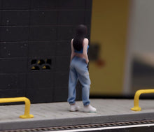 Load image into Gallery viewer, 1:64 Painted Figure Model Miniature Resin Blue Top Denim Girl Sporty Lady Woman