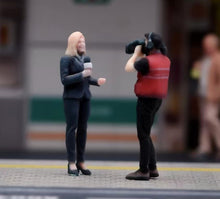 Load image into Gallery viewer, 1:64 Painted Figure Model Miniature Resin Diorama street interview Host Camera