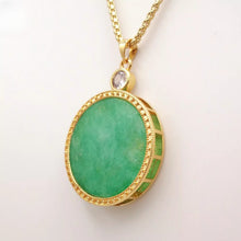 Load image into Gallery viewer, Nature Jade Round Peace Pendant Necklace Gift Jewelry charm Blessing Fortune