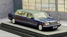 Load image into Gallery viewer, MZS 1:64 HEC Blue W126 1000Sel Luxury Limousine Model Diecast Metal Car New Collection