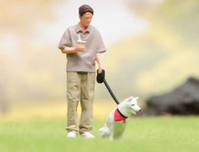 Load image into Gallery viewer, 1:64 Painted Figure Model Miniature Resin Diorama Sand Dog Walking Man Boy Toy New Collection