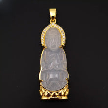 Load image into Gallery viewer, Nature Jade Guanyin Pendant Necklace Gift Jewelry charm Blessing Lucky White G