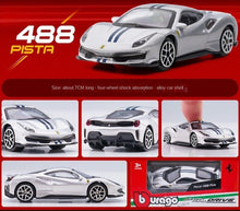 Load image into Gallery viewer, Bburago 1:64 Silver Ferrari 488 Pista Racing Sports Model Toy Metal Car BN