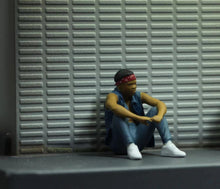 Load image into Gallery viewer, 1:64 Painted Figure Mini Model Miniature Resin Diorama Sand Black Man Sitting
