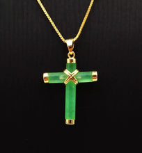 Load image into Gallery viewer, Nature Cross Jade Pendant Necklace Jewelry charm Blessing Gift for Woman & Man G