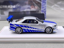 Load image into Gallery viewer, FH 1:64 FNF JDM Silver Skyline GTR R34 Sports Model Diecast Metal Car New Collection