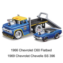 Load image into Gallery viewer, Maisto 1:64 1966 C60 Flatbed Trailer 1969 Chevelle SS Model Diecast Metal Car