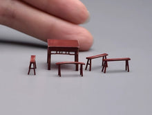 Load image into Gallery viewer, 1:64 Painted Figure Model Miniature Resin Diorama Sand Vintage Table Chair Set