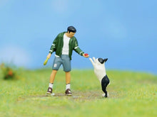 Load image into Gallery viewer, 1:64 Painted Figure Model Miniature Resin Diorama Sand Pet Walk Dog Puppy Toy
