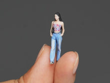 Load image into Gallery viewer, 1:64 Painted Figure Model Miniature Resin Diorama Sand Beauty Girl Lady Denim
