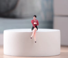 Load image into Gallery viewer, 1:64 Painted Figure Model Miniature Resin Diorama Sand Red Top Office Lady Toy
