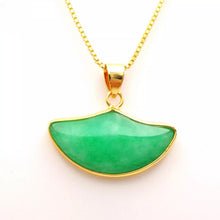 Load image into Gallery viewer, Nature Jade Fan Shape Pendant Necklace Gift Jewelry charm Blessing Lucky New