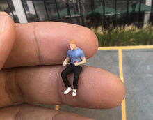 Load image into Gallery viewer, 1:64 Painted Figure Mini Model Miniature Resin Diorama Lady Man Chatting Chair