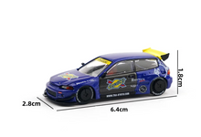 Load image into Gallery viewer, Poprace 1:64 JDM Blue Civic EG6 Hatchback Sports Model Diecast Metal Car New Collection