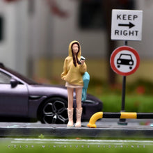 Load image into Gallery viewer, 1:24 Painted Figure Model Miniature Resin Diorama Sand Pretty Girl Yellow Hoodie