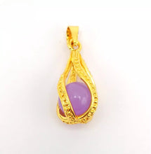 Load image into Gallery viewer, Nature Jade Purple Flower Ball Pendant Necklace Gift Jewelry charm Blessing Luck