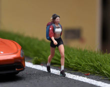 Load image into Gallery viewer, 1:64 Painted Figure Model Miniature Resin Diorama Toy Sand Hiking Lady Cool Girl