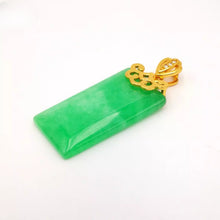 Load image into Gallery viewer, Nature Jade Peace Rectangle Pendant Necklace Gift Jewelry charm Blessing Lucky