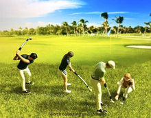 Load image into Gallery viewer, 1:64 Painted Figure Model Miniature Resin Diorama Sand Sports Goft Man Lady Set New