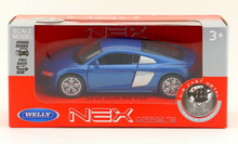 Load image into Gallery viewer, WELLY 1:36 Blue R8 V10 Hatchback Racing Sports Model Diecast Toy Metal Car BN