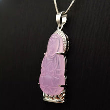 Load image into Gallery viewer, Nature Jade Guanyin Pendant Necklace Gift Jewelry charm Blessing Lucky Purple s