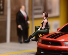 Load image into Gallery viewer, 1:64 Painted Figure Model Miniature Resin Diorama Lady in Black Sitting Cool Toy