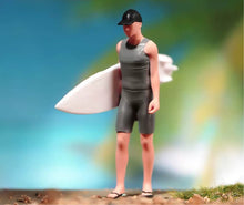 Load image into Gallery viewer, 1:64 Painted Figure Model Miniature Resin Diorama Toy Sand Surfboard Boy Surfing