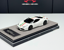 Load image into Gallery viewer, HH 1:64 White Stripe 458 Speciale Sports Model Diecast Resin Car New Collection