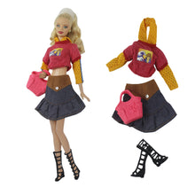 Load image into Gallery viewer, Barbie Doll Clothing 11.5&quot; Girl Wear Fashion Outfits 1/6 Hoddie Skirt Bag Boots
