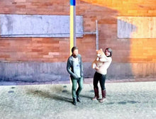 Load image into Gallery viewer, 1:64 Painted Figure Model Miniature Resin Diorama Dog Hugging Lady Headset Man