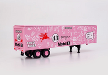 Load image into Gallery viewer, FINE 1:64 Pink 43 Peterbilt King Hauler Trailer Truck Model Diecast Metal Car