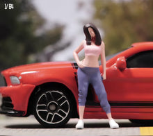Load image into Gallery viewer, 1:64 Painted Figure Model Miniature Resin Diorama Sand Toy Sporty Pink Top Girl