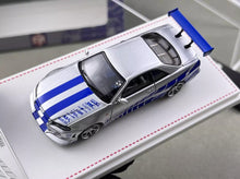 Load image into Gallery viewer, FH 1:64 FNF JDM Silver Skyline GTR R34 Sports Model Diecast Metal Car New Collection
