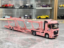 Load image into Gallery viewer, 1:64 Pink Actros Gigaspace 4x2 Trailer Truck Fit GD3 Model Diecast Metal Car