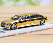 Load image into Gallery viewer, SH 1:64 Plating Gold Maybach S600 Pullman Limousine Model Diecast Metal Car