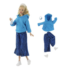 Load image into Gallery viewer, Barbie Doll Clothing 11.5" Girl Casual Wear Fashion 1/6 Blue Hoodies Pants Shoes