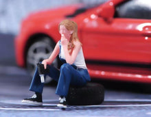 Load image into Gallery viewer, 1:64 Painted Figure Model Miniature Resin Diorama Woman Car Repair Worker Beauty