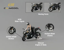 Load image into Gallery viewer, CM 1:64 Black S1000RR Hot Lady Figure Sports Model Diecast Metal Motorcycle