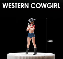 Load image into Gallery viewer, 1:64 Painted Figure Mini Model Miniature Resin Diorama Sand Western Cow Girl